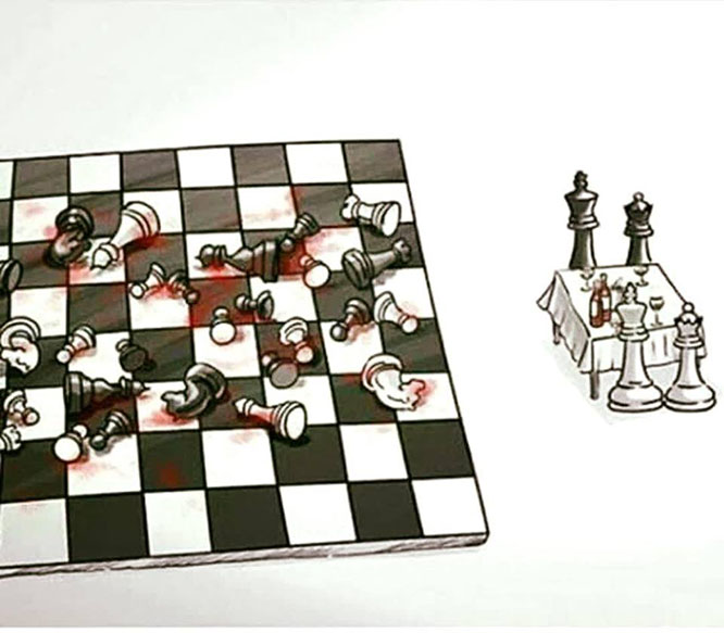 عکس پروفایل مفهومی جنگ و شطرنج - کشته شدن سرباز ها